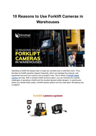 10 Reasons to Use Forklift Cameras in Warehouses