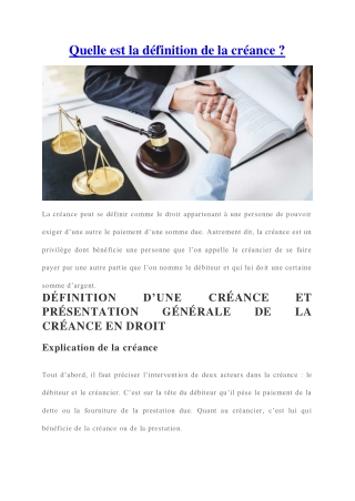 Créance : présentation générale