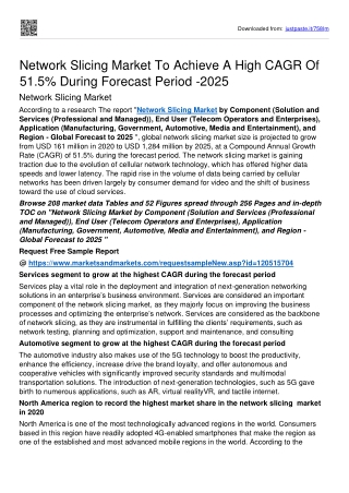 Network Slicing Market To Surpass USD 1,284 million Threshold By 2025