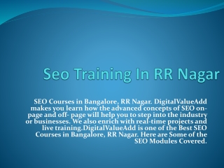 Seo Training In RR Nagar