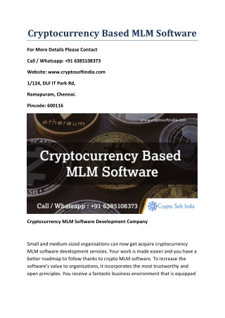 Cryptocurrency Based MLM Software