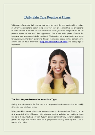 Daily Skin Care Routine at Home