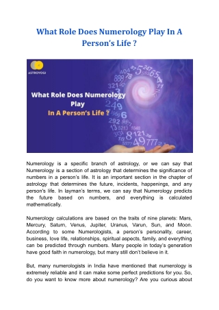 What Role Does Numerology Play In A Person’s Life