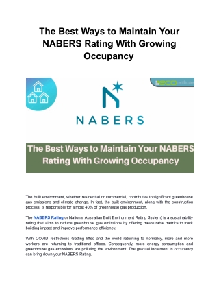 The Best Ways to Maintain Your NABERS Rating With Growing Occupancy