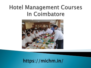 Hotel Management Courses In Coimbatore, Tamil Nadu