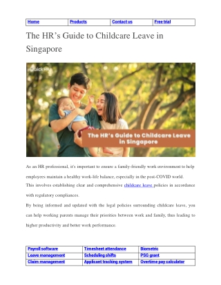 Childcare Leave Singapore