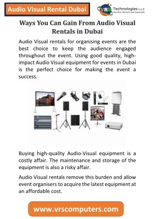 Ways You Can Gain From Audio Visual Rentals in Dubai