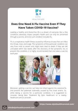 Get Best Treatment For Covid and Flu By Elpis Healthcare