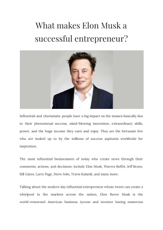 What makes Elon Musk a successful entrepreneur