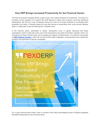 How ERP Brings Increased Productivity for the Financial Sector