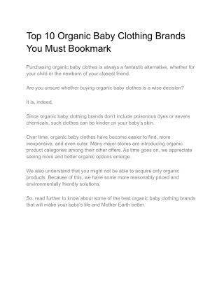 Top 10 Organic Baby Clothing Brands You Must Bookmark