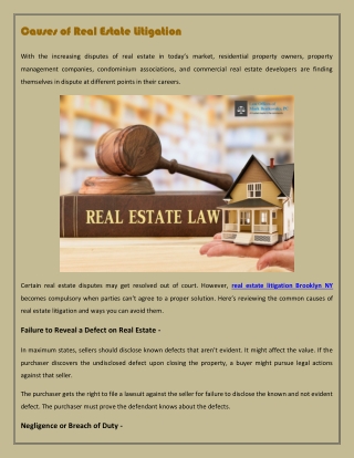 Causes of Real Estate Litigation