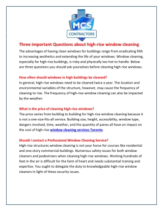 Three important Questions about high-rise window cleaning