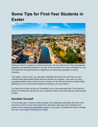 Some Tips for First-Year Students in Exeter
