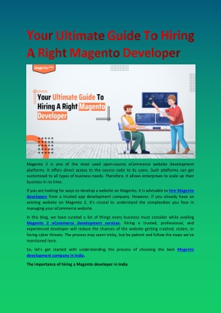 Your Ultimate Guide To Hiring A Right Magento Developer