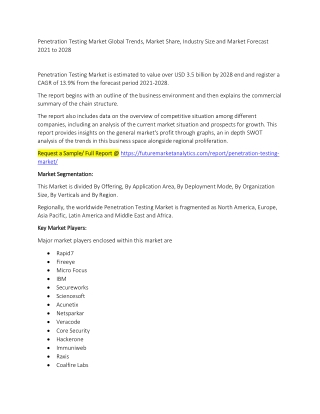Penetration Testing Market Trends, Market Share, Industry Size, Growth, and Market Forecast 2021 to 2028