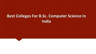 Best Colleges For B.Sc. Computer Science In India