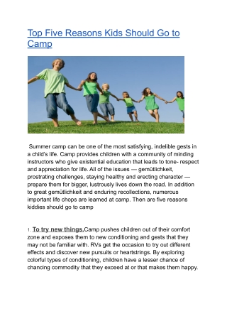 Top Five Reasons Kids Should Go to Camp