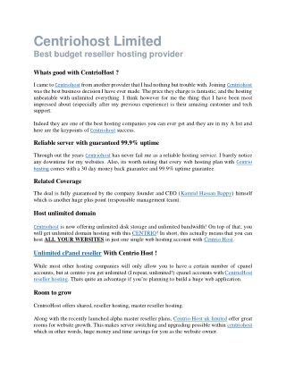 Centriohost Honest Renew
