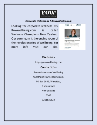 Corporate Wellness Nz  Rowwellbeing