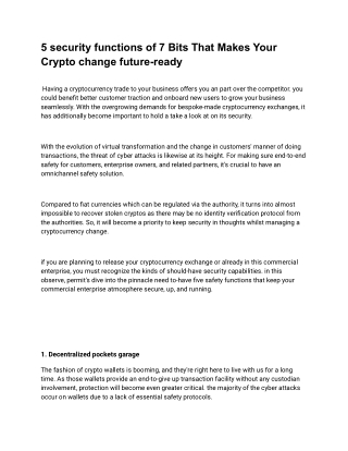 5 security functions of 7 Bits That Makes Your Crypto change future-ready