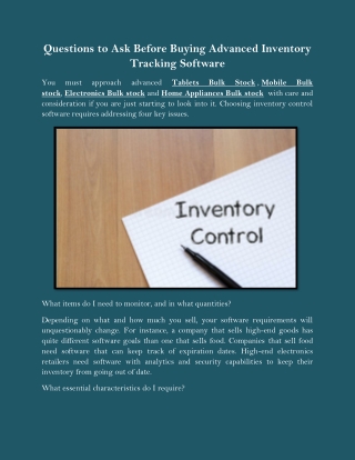 Questions to Ask Before Buying Advanced Inventory Tracking Software