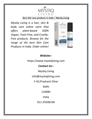 best skin care products in India  Mystiq Living