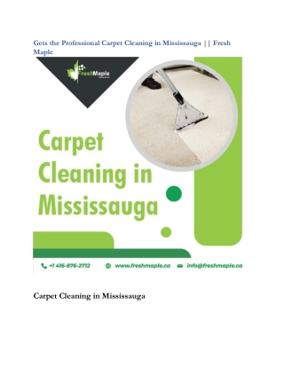 Gets the Professional Carpet Cleaning in Mississauga