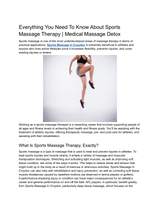 Everything You Need To Know About Sports Massage Therapy  Medical Massage Deto