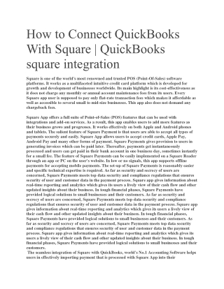 How to Connect QuickBooks With Square