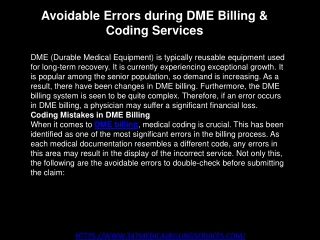 Avoidable Errors during DME Billing & Coding Services