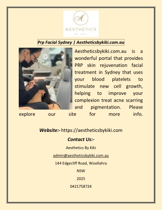 Prp Facial Sydney  Aestheticsbykiki.com