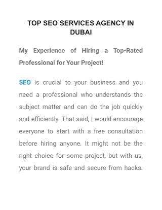 TOP SEO SERVICES AGENCY IN DUBAI