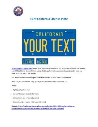 1979 California License Plate