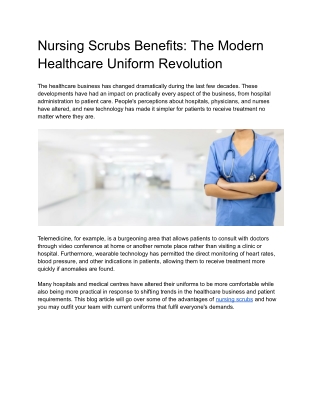 Nursing Scrubs Benefits The Modern Healthcare Uniform Revolution