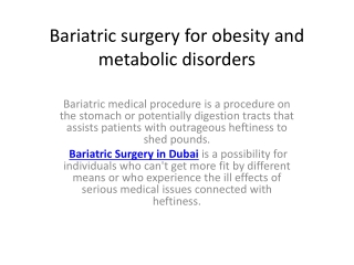 Bariatric surgery for obesity