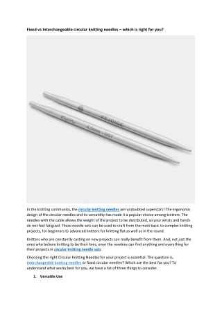 Fixed vs Interchangeable circular knitting needles