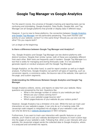 Google Tag Manager vs Google Analytics