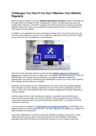 Challenges You Face If You Don’t Maintain Your Website Regularly