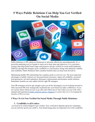 5 WAYS TO GET VERIFIED ON SOCIAL MEDIA WITH THE HELP OF PUBLIC RELATIONS