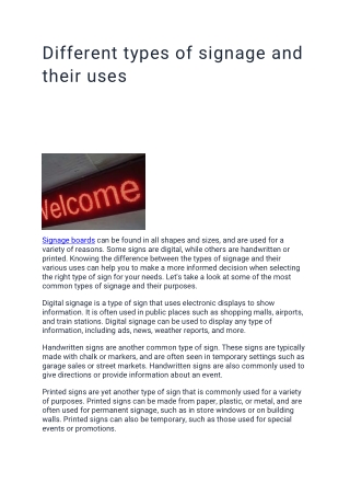 Different types of signage and their uses