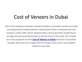 Cost of Veneers in Dubai