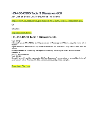 HIS-450-O500 Topic 3 Discussion GCU