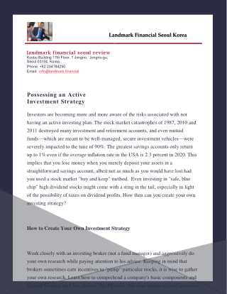 Possessing an Active Investment Strategy