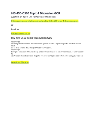 HIS-450-O500 Topic 4 Discussion GCU