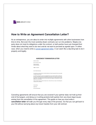 How To Write An Agreement Cancellation Letter | Bizzlibrary
