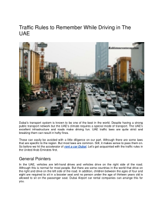 Traffic Rules to Remember While Driving in The UAE