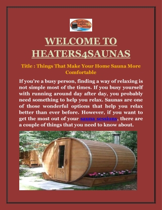 Things That Make Your Home Sauna More Comfortable