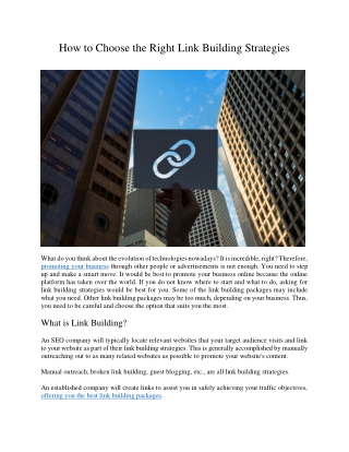 How to Choose the Right Link Building Strategies
