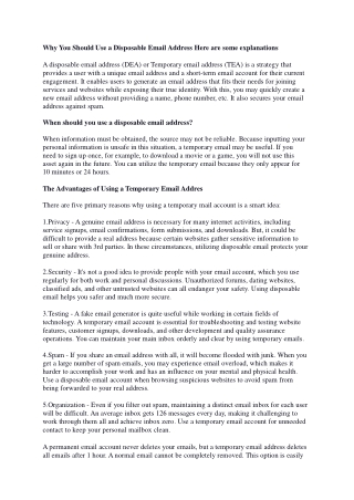 Why You Should Use a Disposable Email Address Here are some Explanations